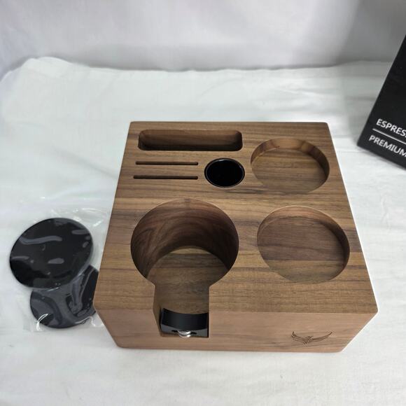 58mm Espresso Tamper Station V3 Walnut Portafilter Holder Compact Organizer - Picture 2 of 14